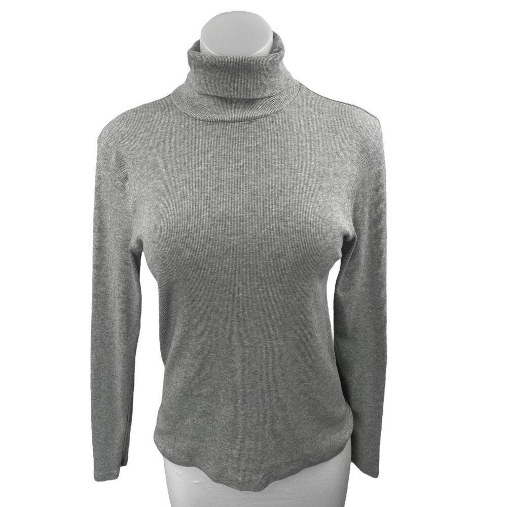 Everlane Women's Gray Rib Knit Turtleneck Long Sleeve Sweatshirt Sweater Top L